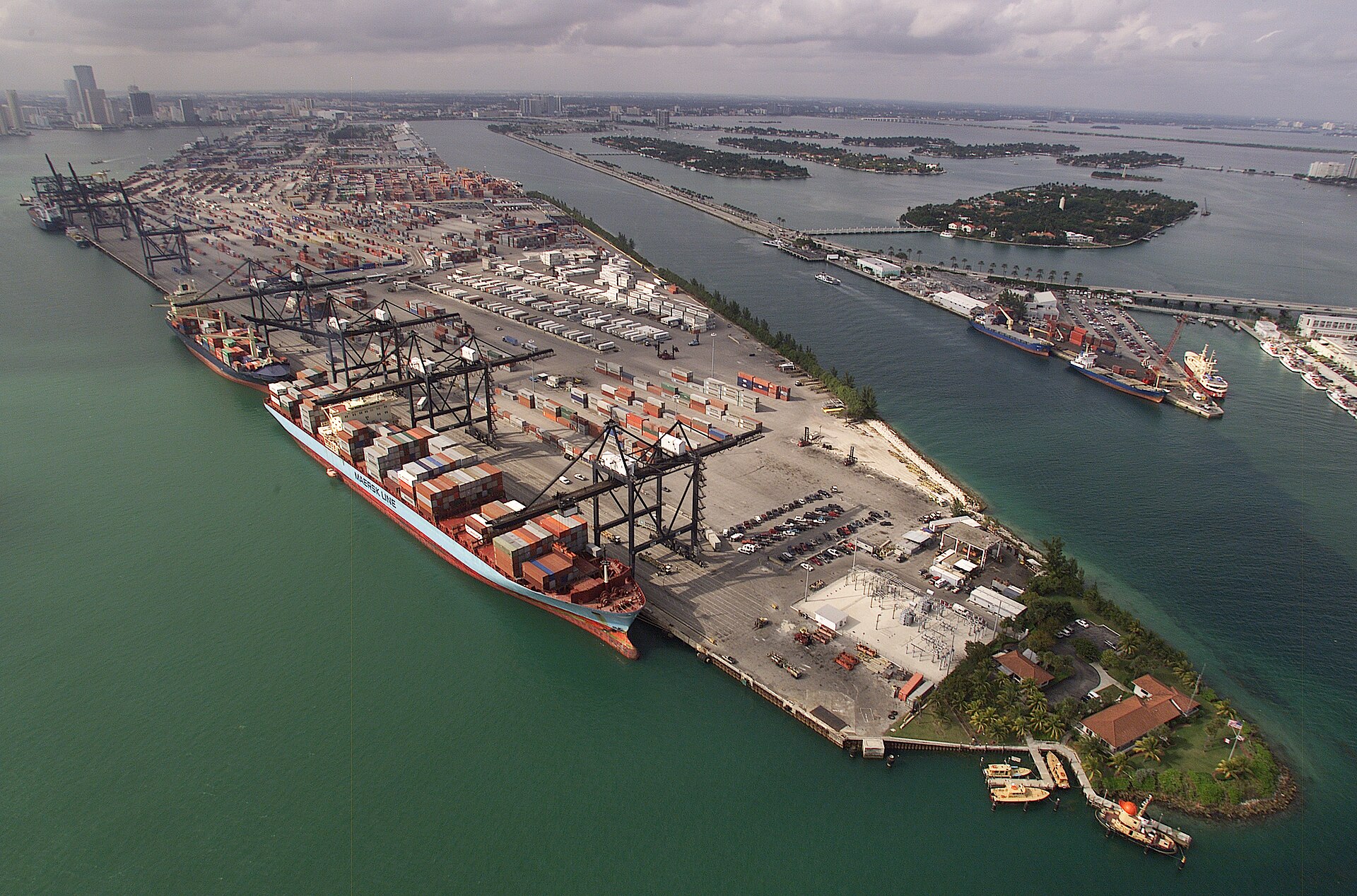 Aerial view, container port
